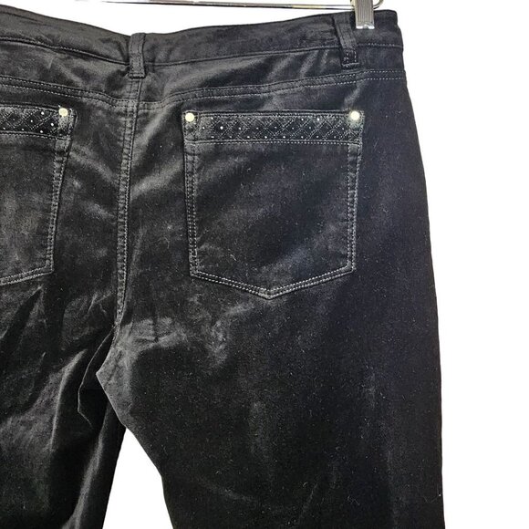 WHBM Black Velvet Jeans Straight Leg Rhinestone Studded Pockets Womens 12S NEW - Picture 5 of 10